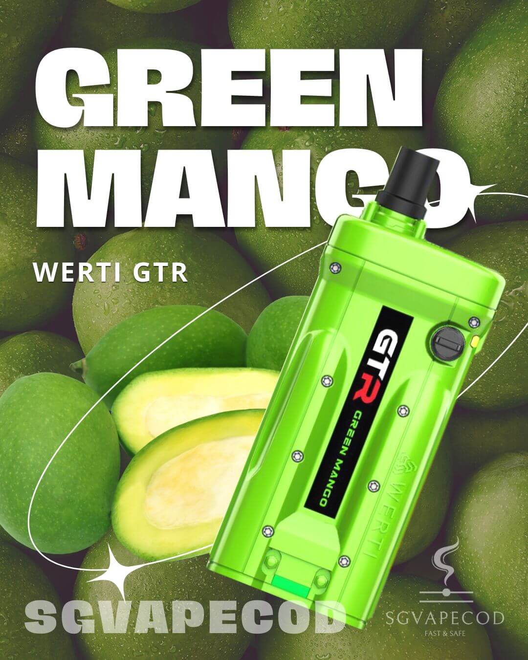 Werti-GTR-10000-Green-Mango-(SG VAPE COD)